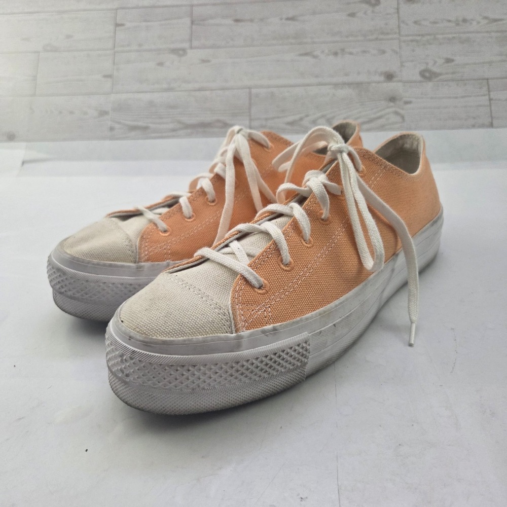 Converse All Star Platform Sneakers Womens 11 Peach Canvas Y2K Retro Sport